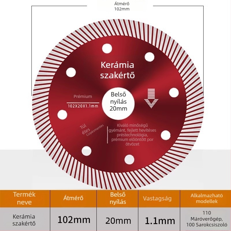 Csempevágó gyémánt penge - repedésmentes, száraz vágáshoz, kompatibilis a szögvágóval, kerámia, márvány és kő számára