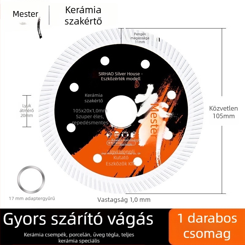 Csempevágó gyémánt penge - repedésmentes, száraz vágáshoz, kompatibilis a szögvágóval, kerámia, márvány és kő számára