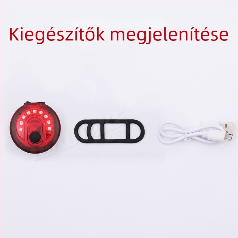 Kerékpár hátsó lámpa, tölthető, nagy fényerejű, riasztó fény, A10 modell, Leadbike/Impression Riding