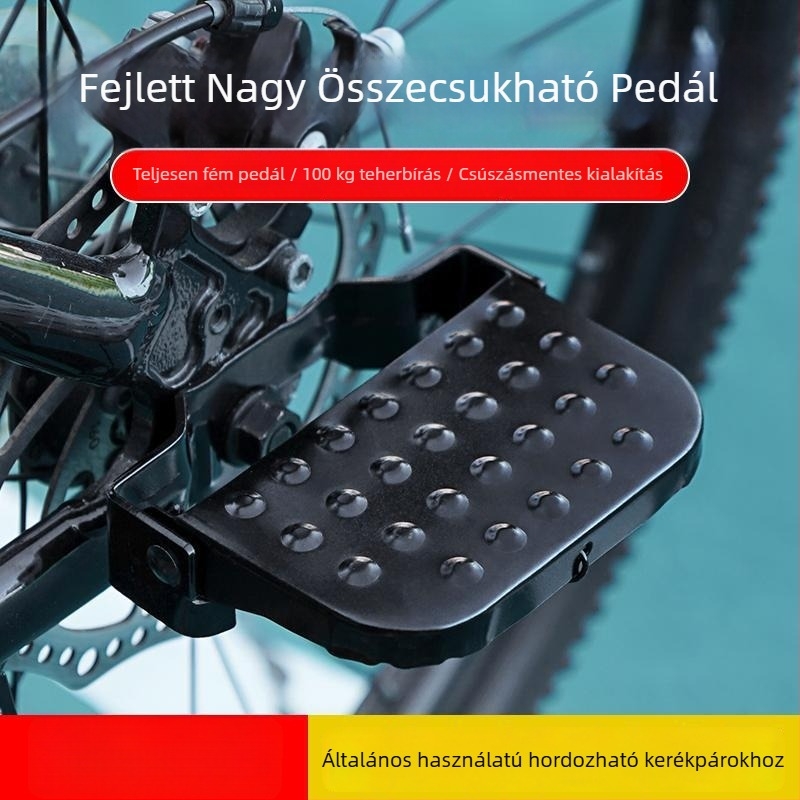 Hátsó kerékpár pedál – összecsukható, megnövelt és szélesebb, mangánacélból, universal a hagyományos hátsó tengelyhez, márka Senowoiry/Ji Rui