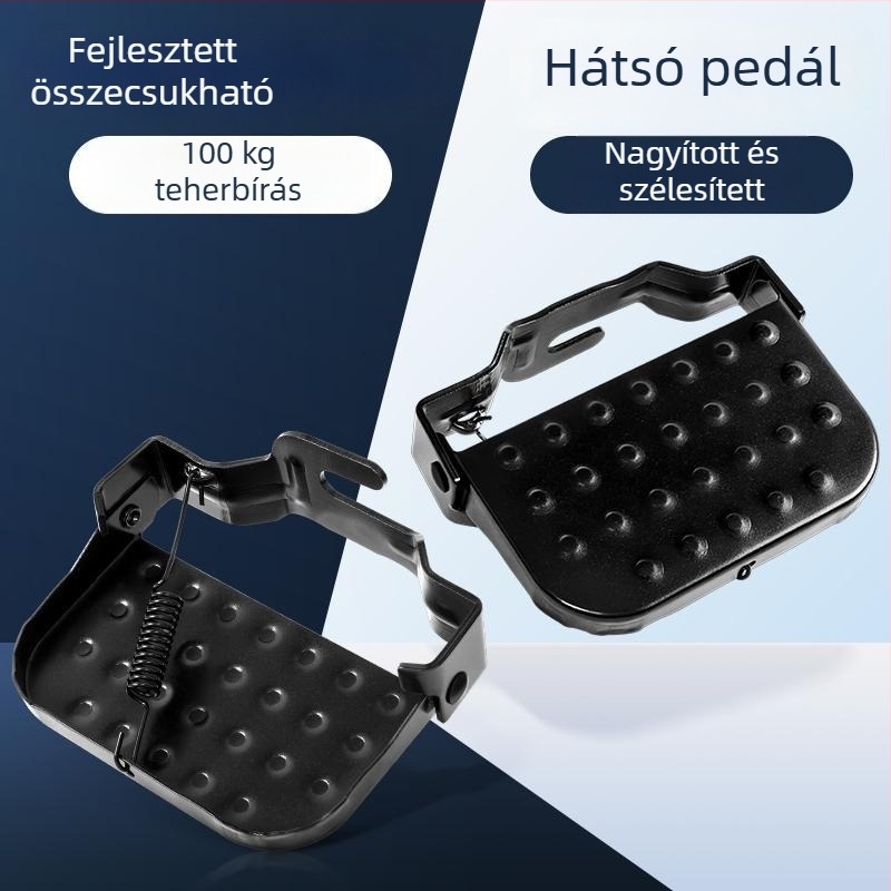 Hátsó kerékpár pedál – összecsukható, megnövelt és szélesebb, mangánacélból, universal a hagyományos hátsó tengelyhez, márka Senowoiry/Ji Rui