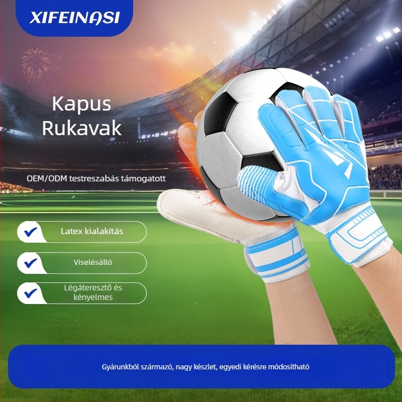 Xifeinasi Futballkapus kesztyűk, latex bőr, uniszex, csúszásmentes, megerősített edzésekhez és mérkőzésekhez
