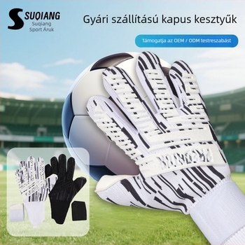 Kapus kesztyű futballhoz, gumiból, uniszex, vastag csúszásmentes pántokkal és ujjvédőkkel