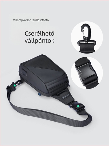 Férfi mellkas táska kerékpározáshoz és utazásokhoz, üzleti elit stílus, Oxford anyag, USB interfész, Marco leden, poliészter bélés