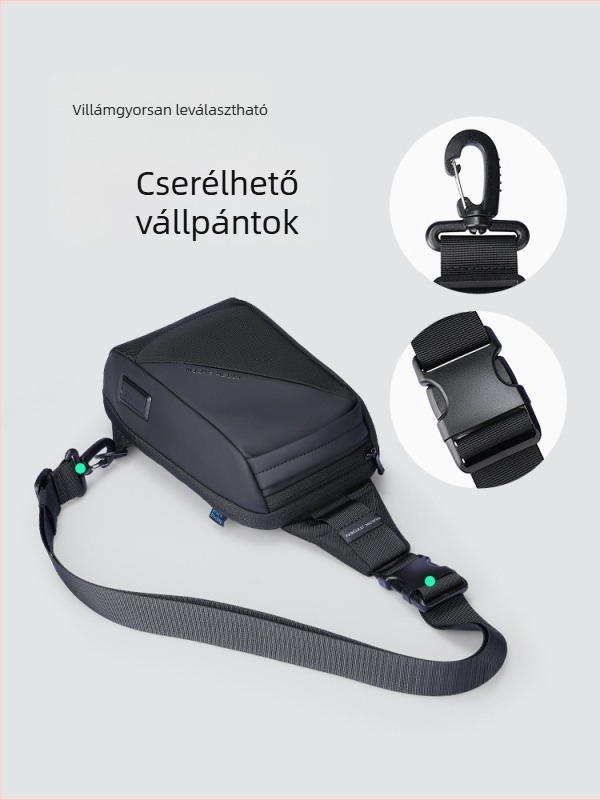 Férfi mellkas táska kerékpározáshoz és utazásokhoz, üzleti elit stílus, Oxford anyag, USB interfész, Marco leden, poliészter bélés