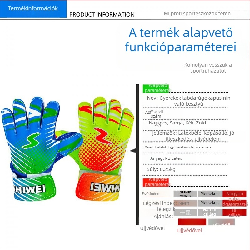 Gyerekek futballkapus kesztyűje ujjvédővel, teljes latex, csúszásmentes fogás edzéshez