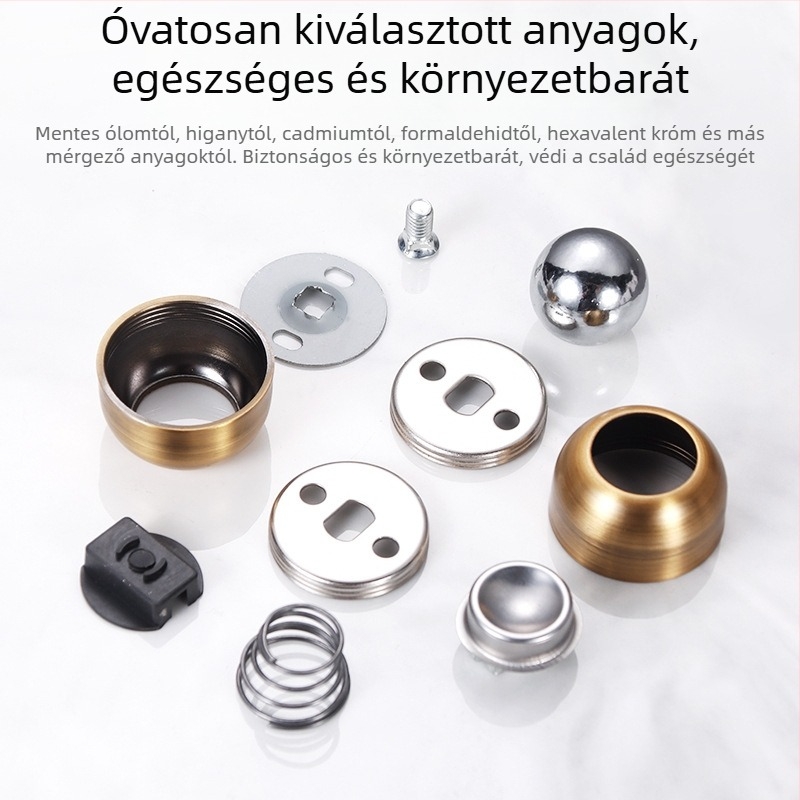 Ajtóstopper rozsdamentes acélból, szilikonból és vasból, falra szerelhető, automata mágneses működés