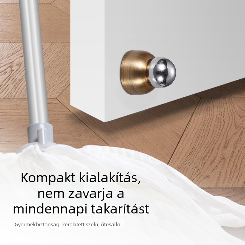 Ajtóstopper rozsdamentes acélból, szilikonból és vasból, falra szerelhető, automata mágneses működés