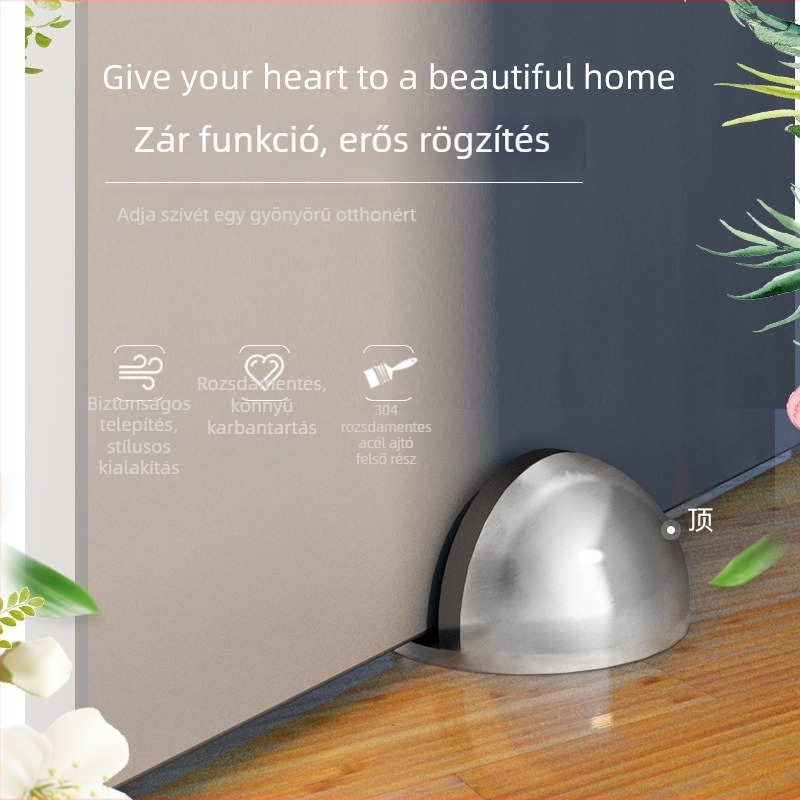 Ajtó felső rész, modell RDA-01, 304 rozsdamentes acél, félkör alakú, talajra szerelhető, ütközés elleni korlátozó