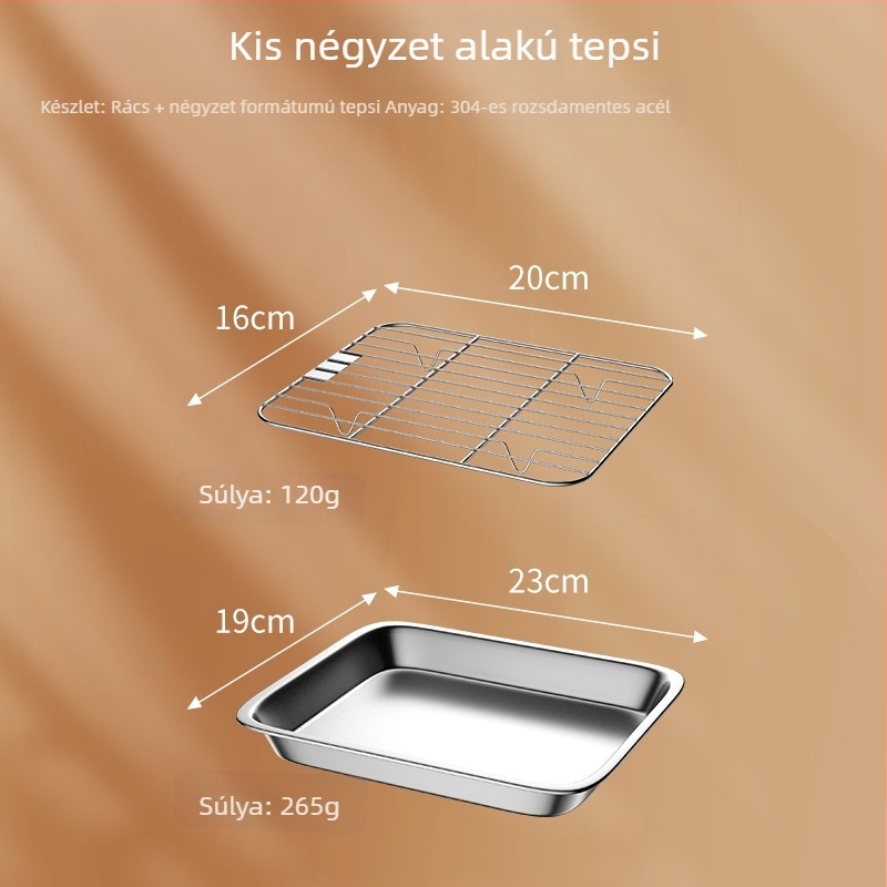 Jue Shi rozsdamentes acél négyszögletes BBQ tál, 265 g, származás Jieyang