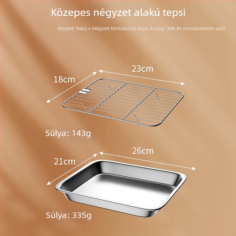 Jue Shi rozsdamentes acél négyszögletes BBQ tál, 265 g, származás Jieyang