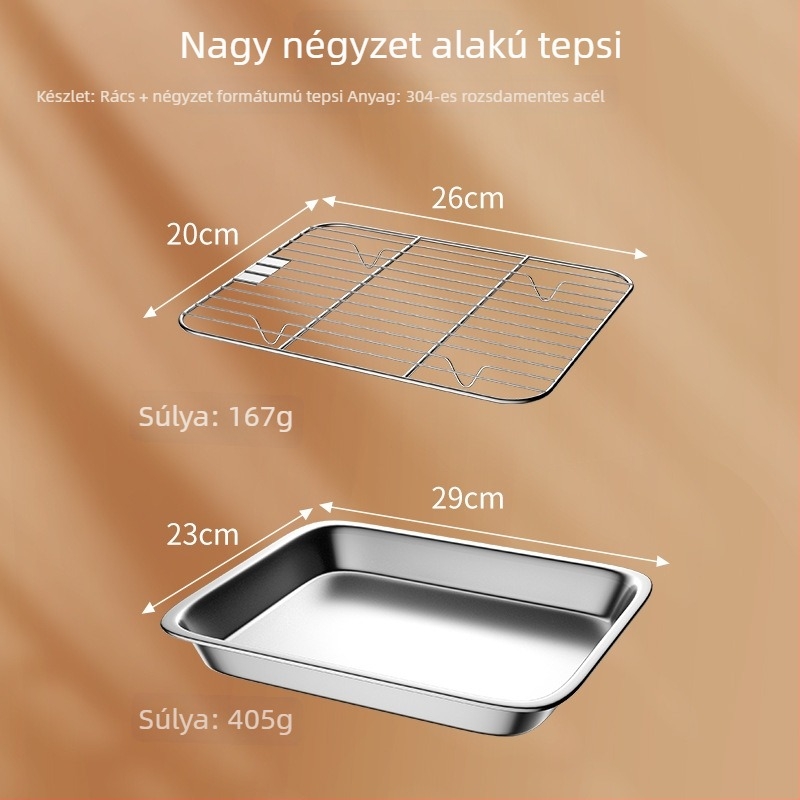 Jue Shi rozsdamentes acél négyszögletes BBQ tál, 265 g, származás Jieyang