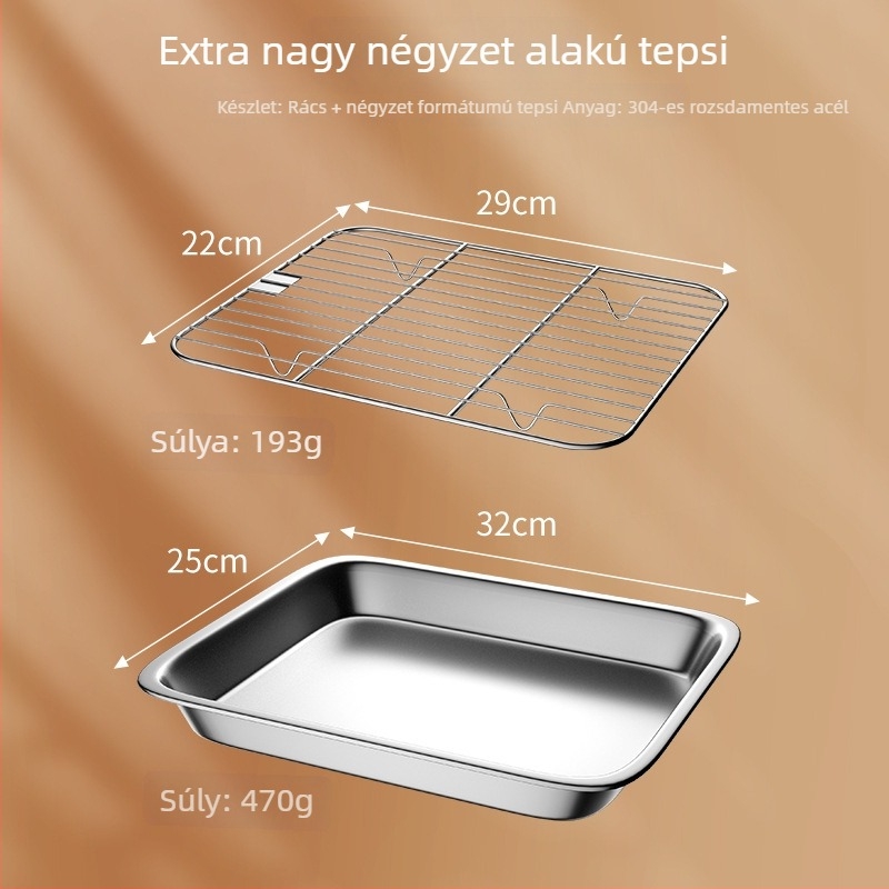 Jue Shi rozsdamentes acél négyszögletes BBQ tál, 265 g, származás Jieyang