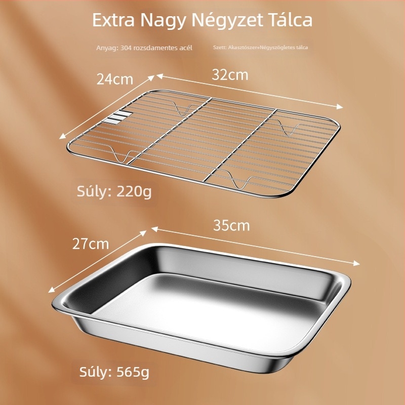 Jue Shi rozsdamentes acél négyszögletes BBQ tál, 265 g, származás Jieyang