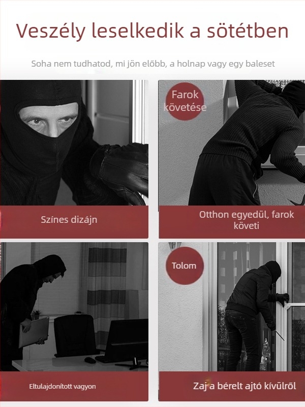 Cink ötvözetből készült ajtó stopper, lopás elleni riasztóval, szélálló ajtóblokkoló repülőgép-stílusú csattal, gombos típus