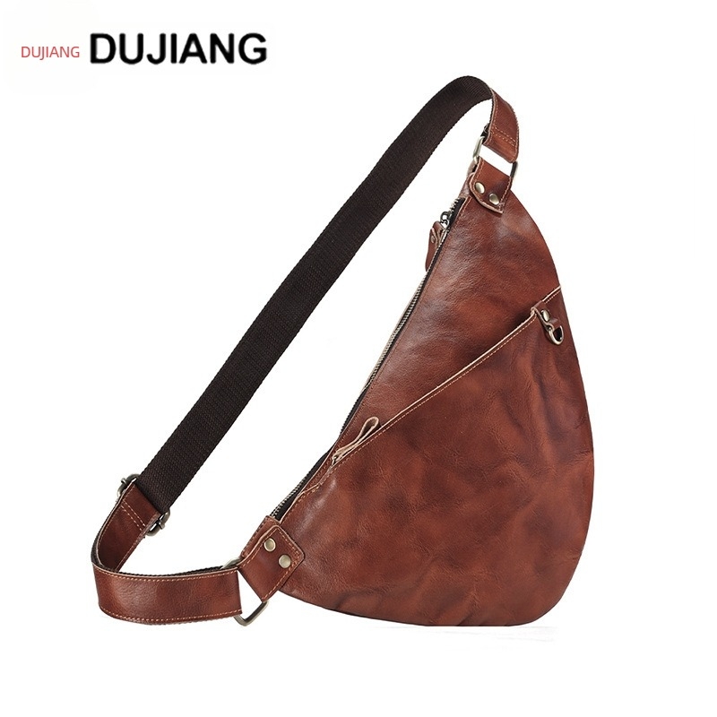 Férfi mellkas táska bőrből, valódi bőr, felső réteg borjúbőr, kopásálló, DUJIANG