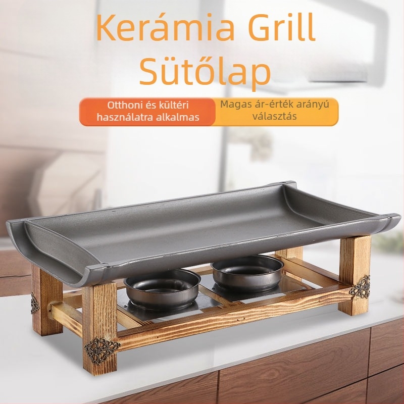 Unique koreai nem tapadó Teppanyaki grillsütő, négyszögletes, ötvözet, hajtogatható, elektroforézissel kezelt