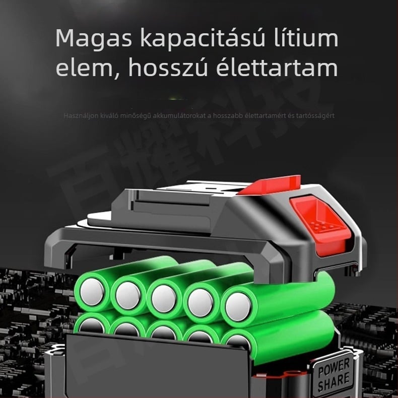 Nélkül vezeték nélküli fúró- és csavarhúzó készlet brushless motorral, Li-ion akkumulátor, pisztolygózási kialakítás, többfokozatú sebesség-vezérlés, önzáró tokmány