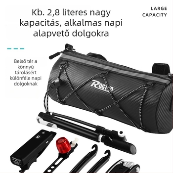 Hegyikerékpár felsőcsöves táska, vízlepergető PU anyagból, vízálló cipzárral, nagy kapacitású tároló