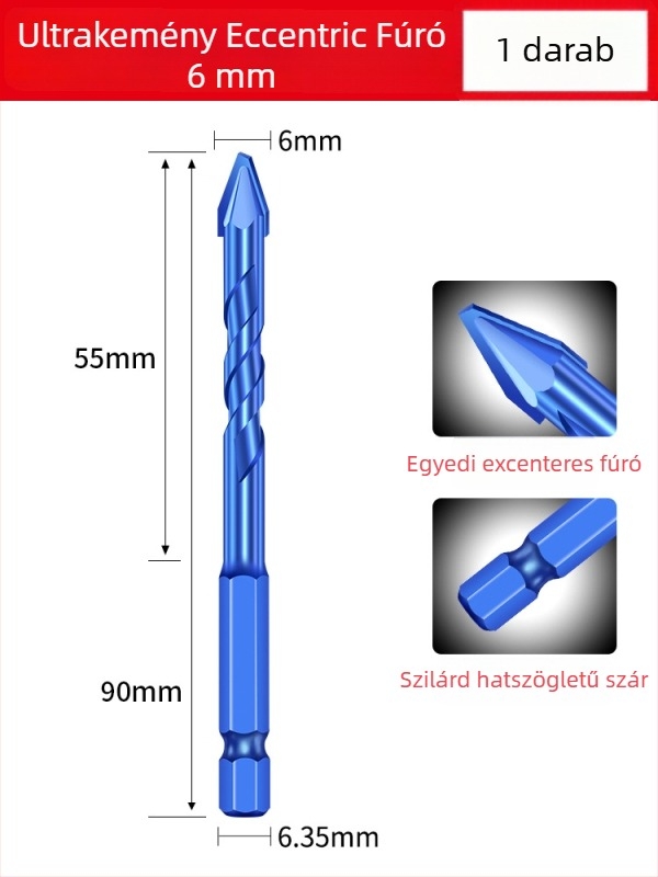 Matsuaki Fúrófej csempéhez és betonhoz – excentrikus, dölt fejű, mágneses, háromszög alakú