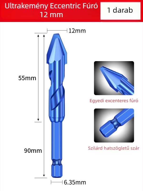 Matsuaki Fúrófej csempéhez és betonhoz – excentrikus, dölt fejű, mágneses, háromszög alakú