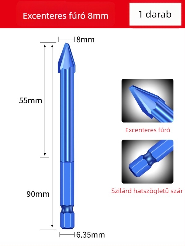 Matsuaki Fúrófej csempéhez és betonhoz – excentrikus, dölt fejű, mágneses, háromszög alakú