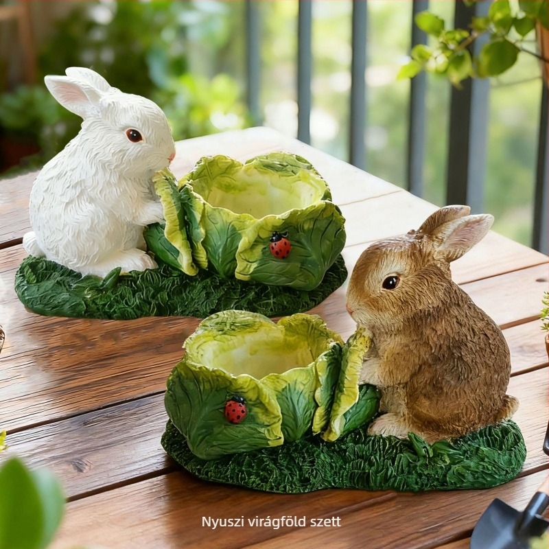 Nyuszi karikatúra gyanta dekoráció szukkulensekhez (Anyag: Gyanta; Márka: Funny and Cute; Kategória: Dísz; Stílus: Karikatúra)