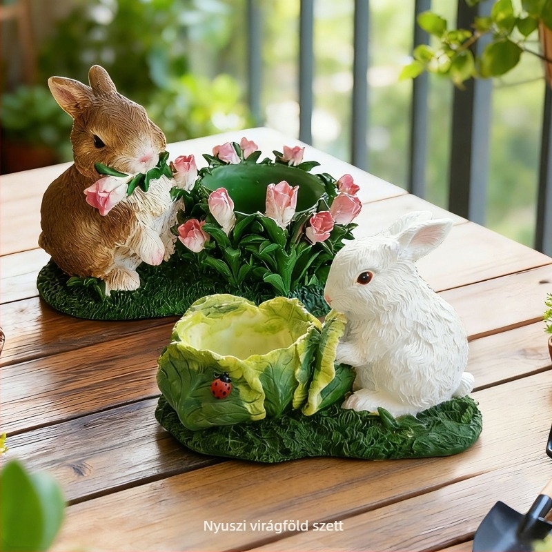 Nyuszi karikatúra gyanta dekoráció szukkulensekhez (Anyag: Gyanta; Márka: Funny and Cute; Kategória: Dísz; Stílus: Karikatúra)