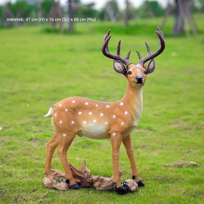 Sika szarvas kertészeti szobor, gyanta, kézzel készített, francia pásztor stílus, Huixiang márka