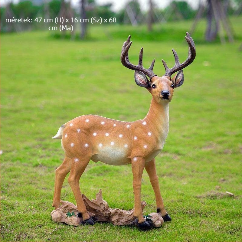 Sika szarvas kertészeti szobor, gyanta, kézzel készített, francia pásztor stílus, Huixiang márka
