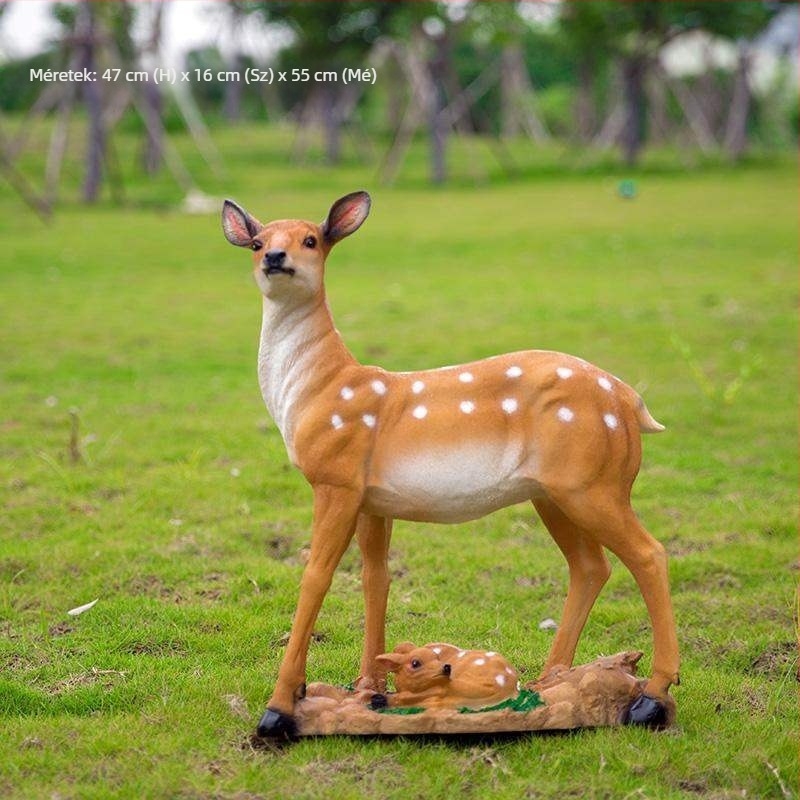Sika szarvas kertészeti szobor, gyanta, kézzel készített, francia pásztor stílus, Huixiang márka