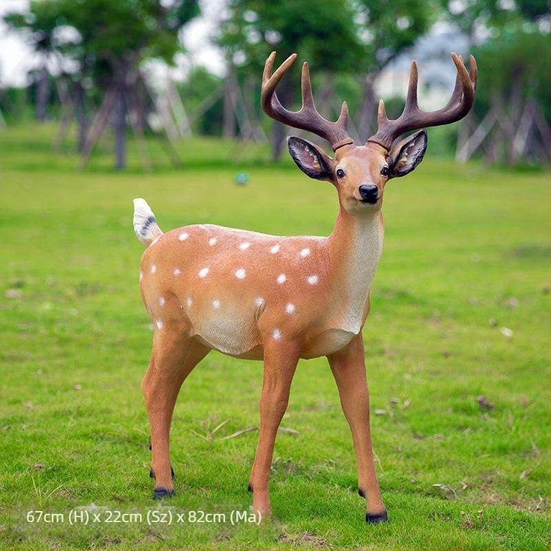 Sika szarvas kertészeti szobor, gyanta, kézzel készített, francia pásztor stílus, Huixiang márka