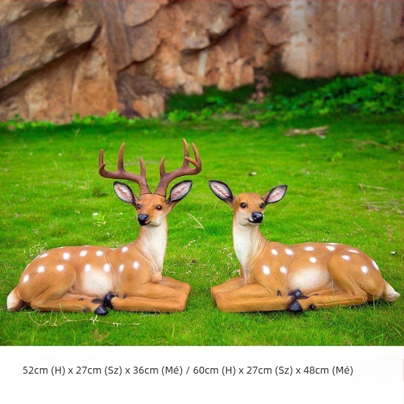 Sika szarvas kertészeti szobor, gyanta, kézzel készített, francia pásztor stílus, Huixiang márka
