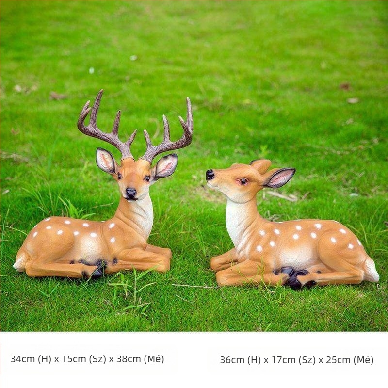 Sika szarvas kertészeti szobor, gyanta, kézzel készített, francia pásztor stílus, Huixiang márka