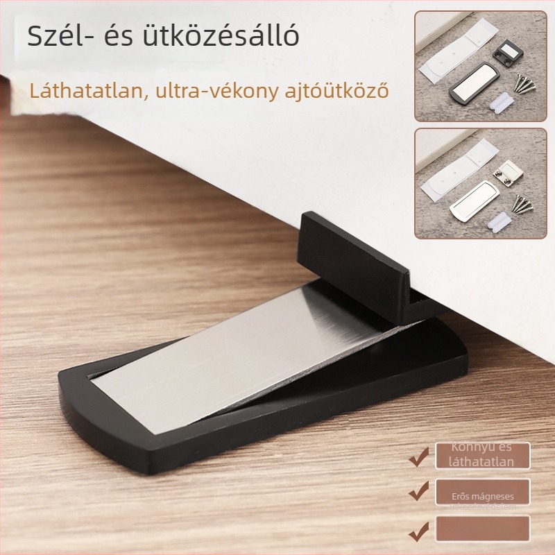 Láthatatlan, csendes, ultravékony padlóra szerelt ajtóstopper üvegajtókhoz hálószoba és fürdőszoba (cink ötvözet)