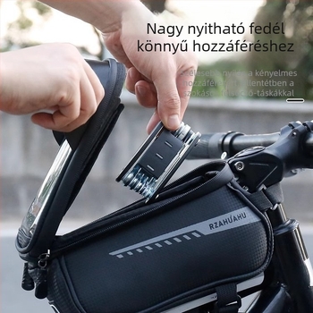 MTB első cső táska — vízálló EVA anyag, 15L kapacitás, kormánytároló, belső bélés nélkül