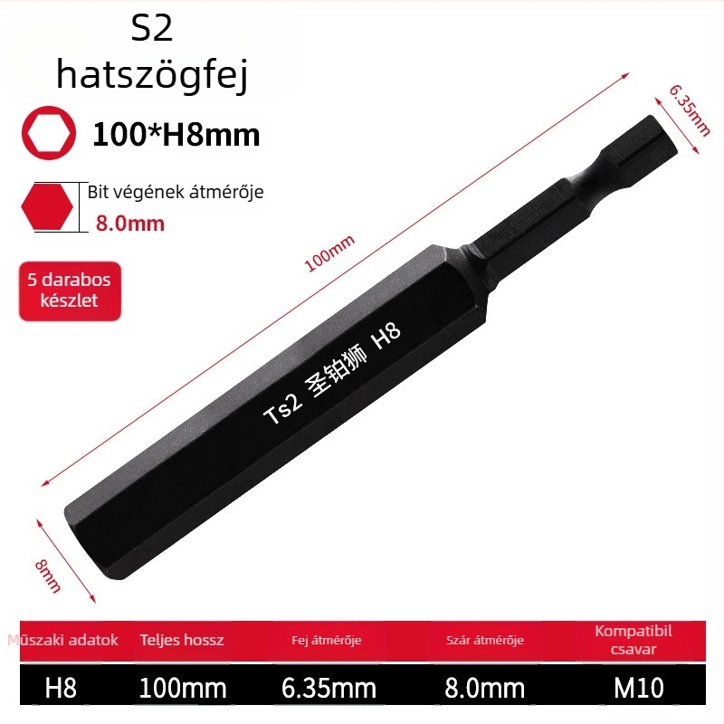 Hex socket fejű elektromos csavarhúzó készlet, mágneses, S2 ötvözet szerszámacél, Holy Platinum Lion
