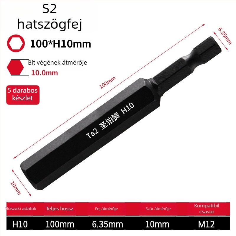 Hex socket fejű elektromos csavarhúzó készlet, mágneses, S2 ötvözet szerszámacél, Holy Platinum Lion