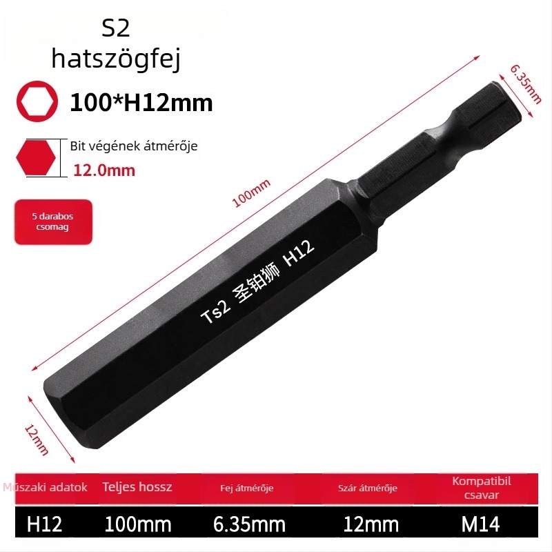 Hex socket fejű elektromos csavarhúzó készlet, mágneses, S2 ötvözet szerszámacél, Holy Platinum Lion