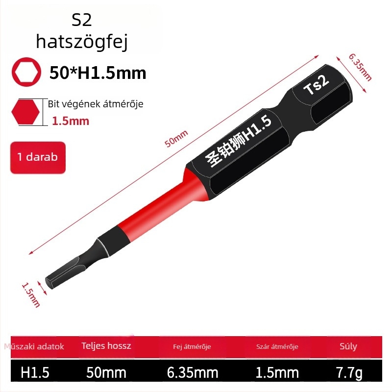 Hex socket fejű elektromos csavarhúzó készlet, mágneses, S2 ötvözet szerszámacél, Holy Platinum Lion