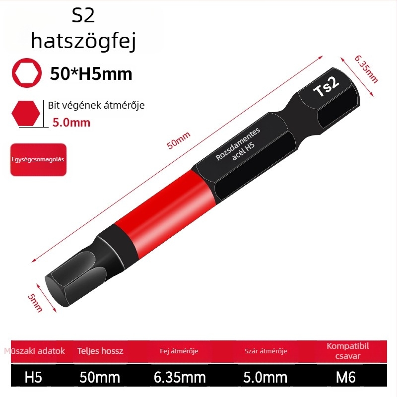 Hex socket fejű elektromos csavarhúzó készlet, mágneses, S2 ötvözet szerszámacél, Holy Platinum Lion