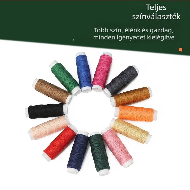 Poliészter farmer cérna készlet, 10 tekercs csomagban (~50 m), testreszabható kézi varrókészlet