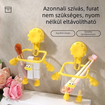 Fürdőszobai falra szerelhető szívókorongos tároló, fúrás nélkül, 1 szint, műanyag, polírozott felület, teherbírás legfeljebb 1 kg