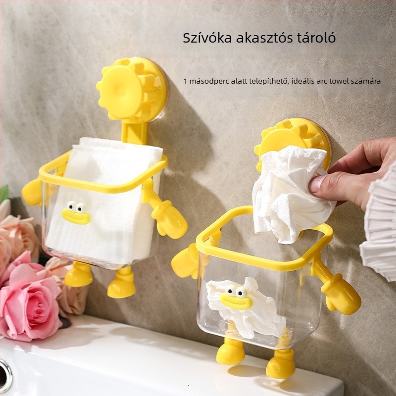 Fürdőszobai falra szerelhető szívókorongos tároló, fúrás nélkül, 1 szint, műanyag, polírozott felület, teherbírás legfeljebb 1 kg