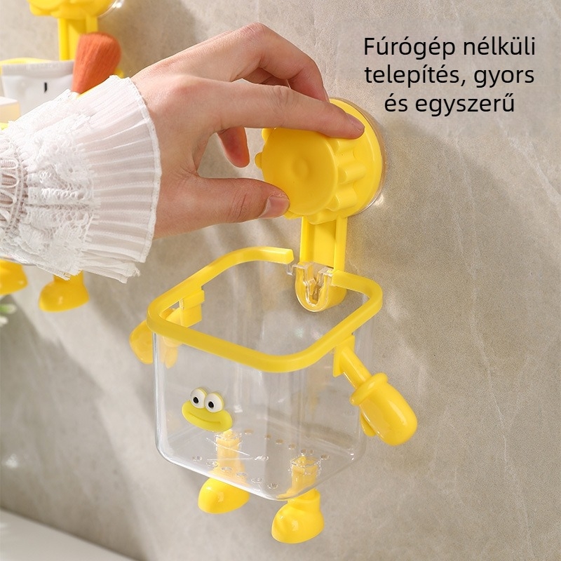 Fürdőszobai falra szerelhető szívókorongos tároló, fúrás nélkül, 1 szint, műanyag, polírozott felület, teherbírás legfeljebb 1 kg
