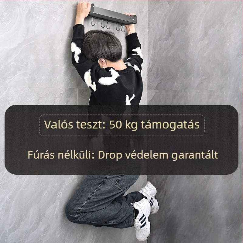Fali konyhai tárolópolc kés-tartóval és fűszerező rendezővel, többfunkciós fémpolc, telepítés nélkül.