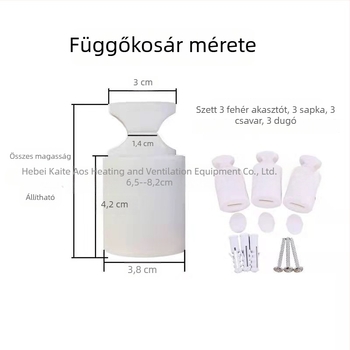 Kis kosaras radiátor horog, acél test, műanyag felület, teherbírás 20 kg, 2-szintes kialakítás, modern minimalista stílus.