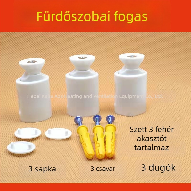 Kis kosaras radiátor horog, acél test, műanyag felület, teherbírás 20 kg, 2-szintes kialakítás, modern minimalista stílus.
