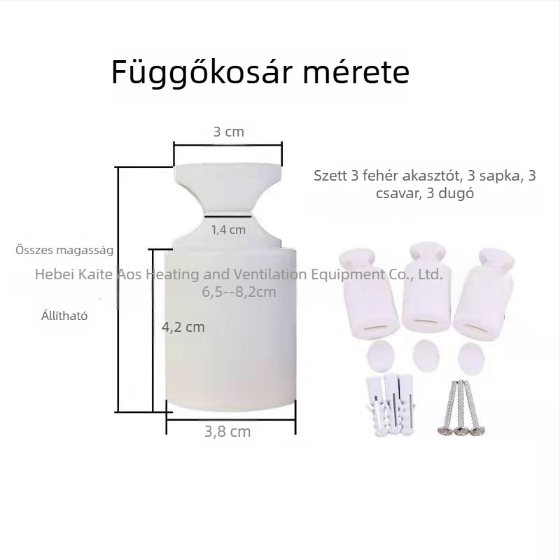 Kis kosaras radiátor horog, acél test, műanyag felület, teherbírás 20 kg, 2-szintes kialakítás, modern minimalista stílus.
