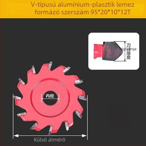 Faipari eszköz formázó kés alumínium-plasztik lemezhez, V- és U-alakú hornyokkal, vágóél és maró